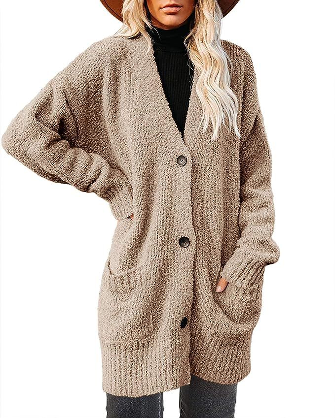 Ybenlow Womens Open Front Fuzzy Cardigan Sweaters Batwing Sleeve Loose Knit Cardigans Duster Coat... | Amazon (US)