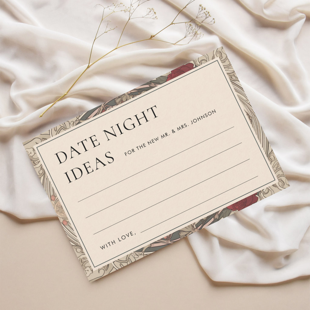 Vintage Art Nouveau Date Night Ideas Card | Zazzle