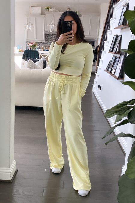 Yellow lounge set from target

Wearing a medium in both pieces but wish I would have sized down in the pants!

#targetstyle

#LTKfindsunder100 #LTKover40