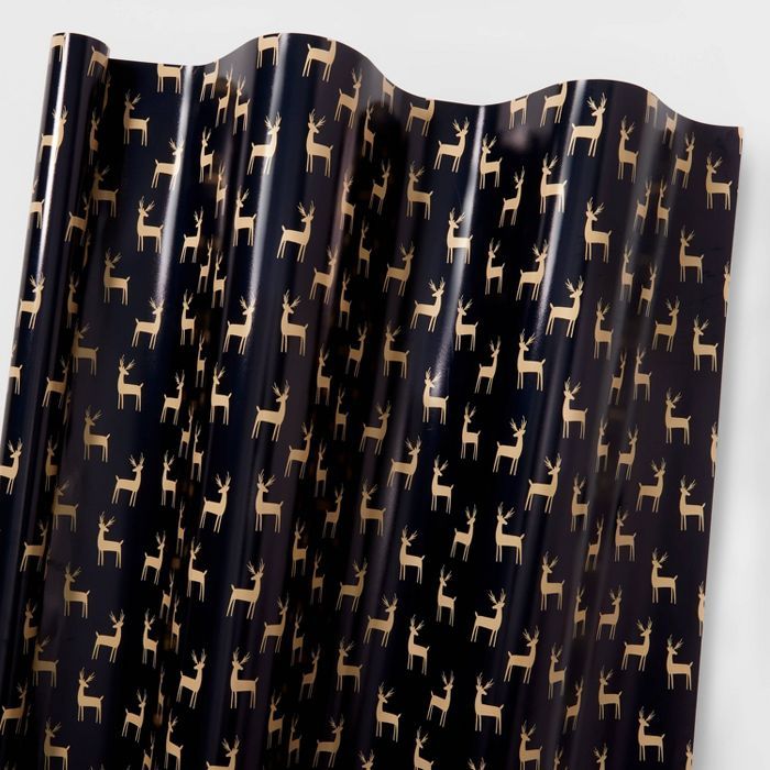 155 sq ft Deer Gift Wrap Black - Wondershop™ | Target