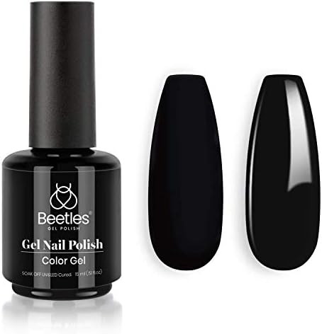 Beetles Gel Nail Polish, 1 Pcs 15ml Audrey Black Color Soak Off Gel Polish Nail Art Manicure Salo... | Amazon (US)