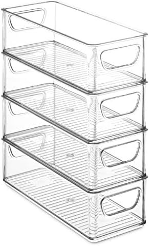 Set Of 8 Stackable Plastic Food Storage Bins - Refrigerator Organizers with Handles for Pantry, F... | Amazon (US)