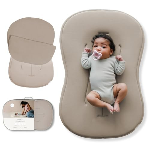snuggle me® Baby Lounger Curve (0-6 Months) - Premium Organic Cotton with Foam Core, Machine-Washable Cover, Buttery-Soft & Breathable Infant Lounger with Travel Bag (30 in x 20 in x 1.9 in) - Birch | Amazon (US)