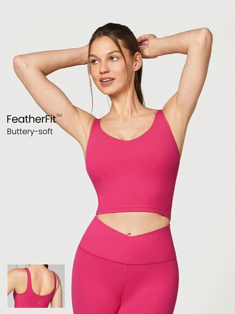 GLOWMODE FeatherFit™ U Back Cropped Active Tank Top Low Impact Yoga Pilates Daily | SHEIN