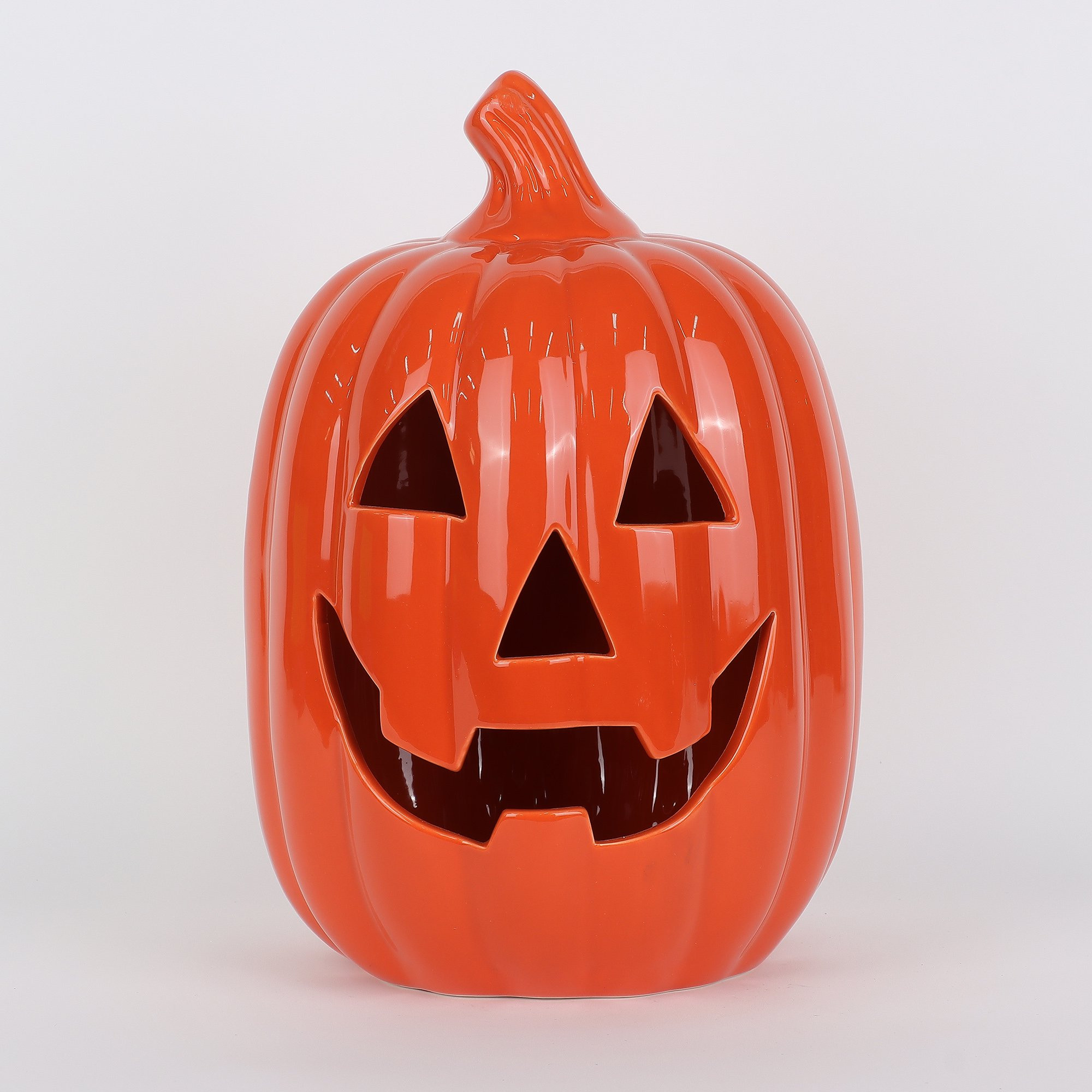Halloween LED Ceramic Jack-O'-Lantern Decoration, Orange, 10", by Way To Celebrate | Walmart (US)