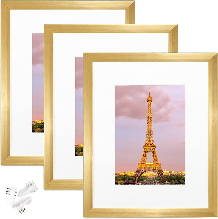 upsimples 8x10 Picture Frame Set of 3, Made of High Definition Glass for 5x7 with Mat or 8x10 Wit... | Amazon (US)