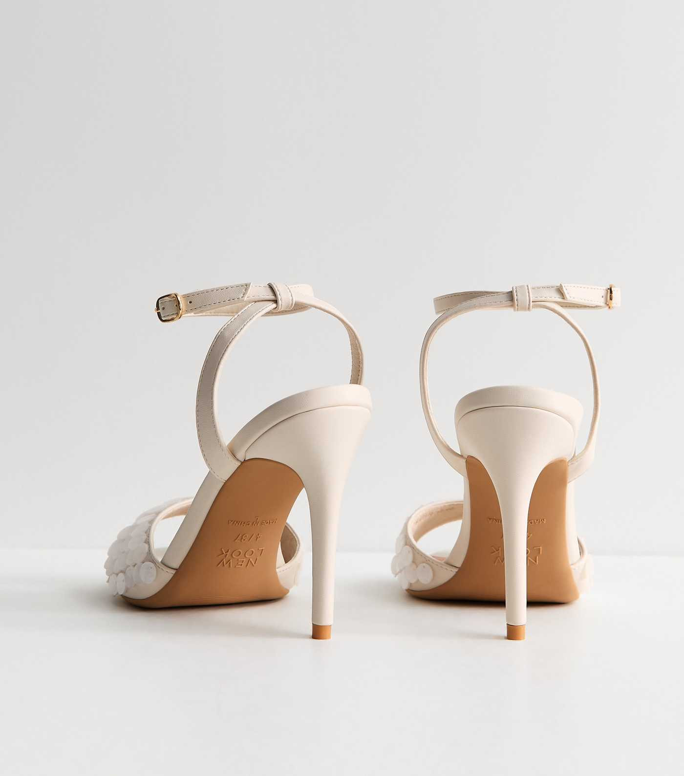 White Faux Leather Sequinned Stiletto Sandals | New Look | New Look (UK)