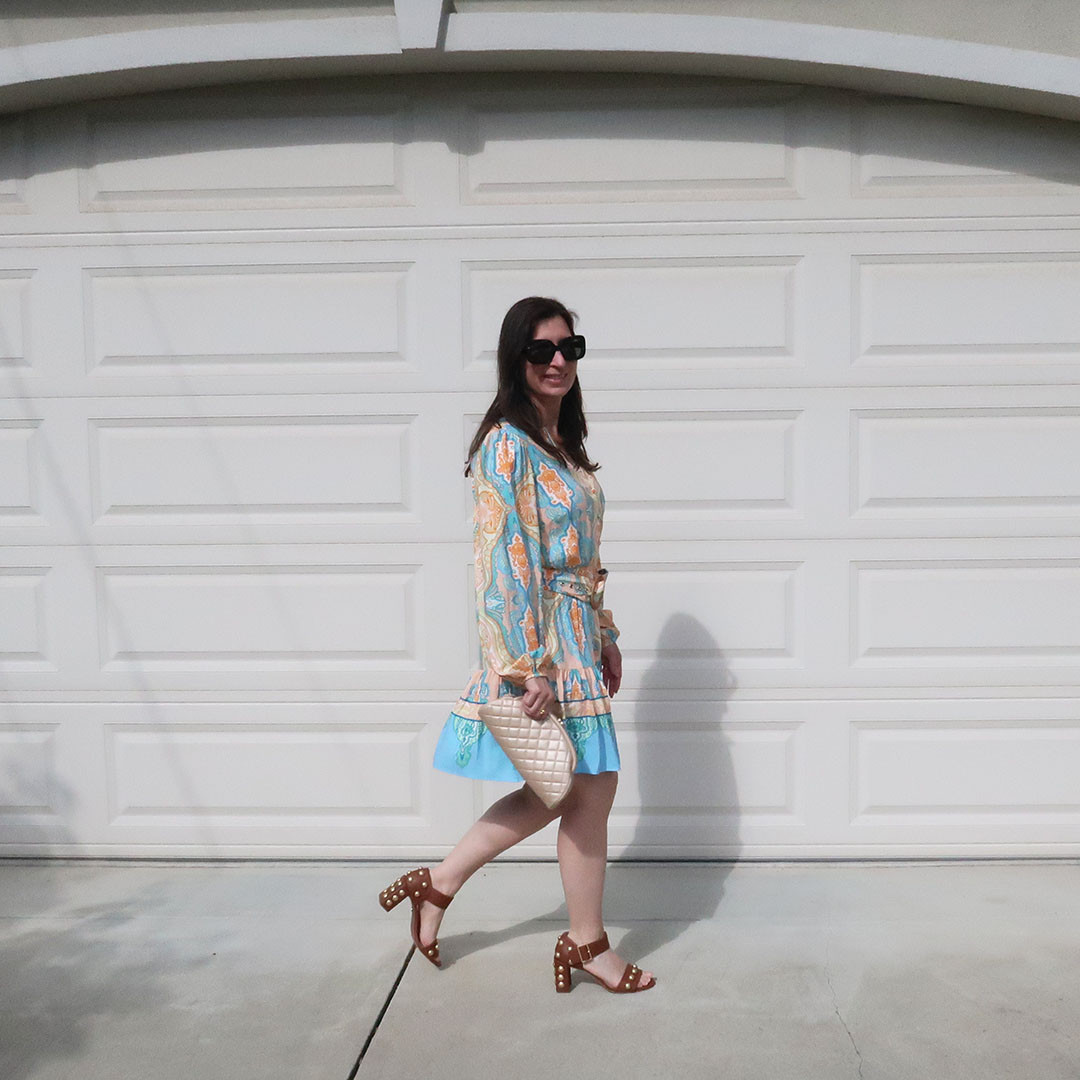 Love studded high heel sandals and a printed dress for the summer season.  

 #LTKootd #LTKSeasonal #LTKOver40