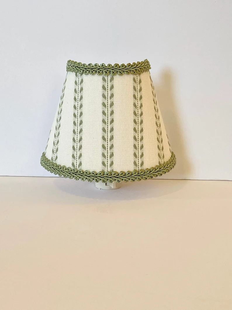 MADE TO ORDER Sage Green and Ivory Dobby Striped Night Light - Etsy | Etsy (US)