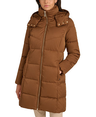 Women's Hooded Faux-Fur-Lined Midi Puffer Coat | Macy's