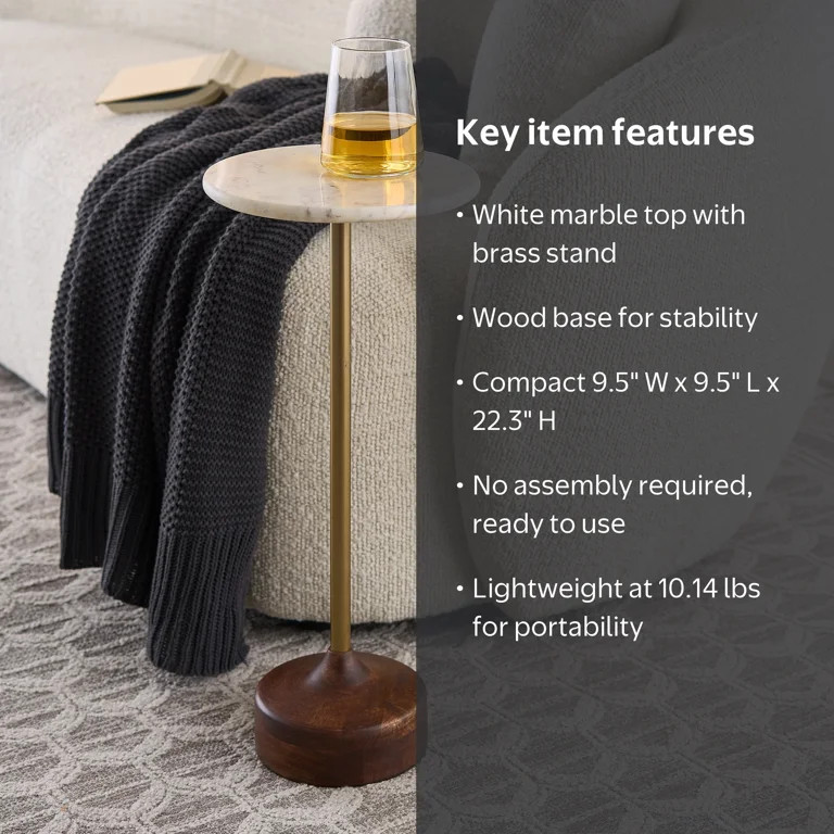 Better Homes & Gardens Aster Drink Table, White Marble | Walmart (US)