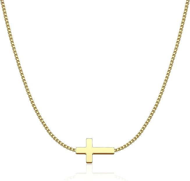 Cross Necklace for Women 14K Gold Silver Plated Dainty Small Cross Pendant Choker Simple Trendy C... | Amazon (US)