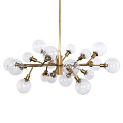 Juliet Hollywood Regency Matte Brass Iron Clear Glass 18 Arms Sputnik Chandelier | Kathy Kuo Home