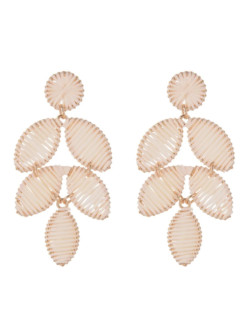 Time and Tru Goldtone Ivory Raffia Leaf Drop Earring | Walmart (US)