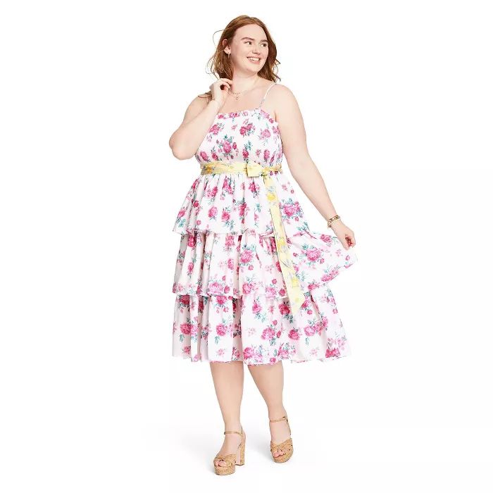 Women's Elise Smocked Tiered Dress - LoveShackFancy for Target (Regular & Plus) Ivory/Pink | Target