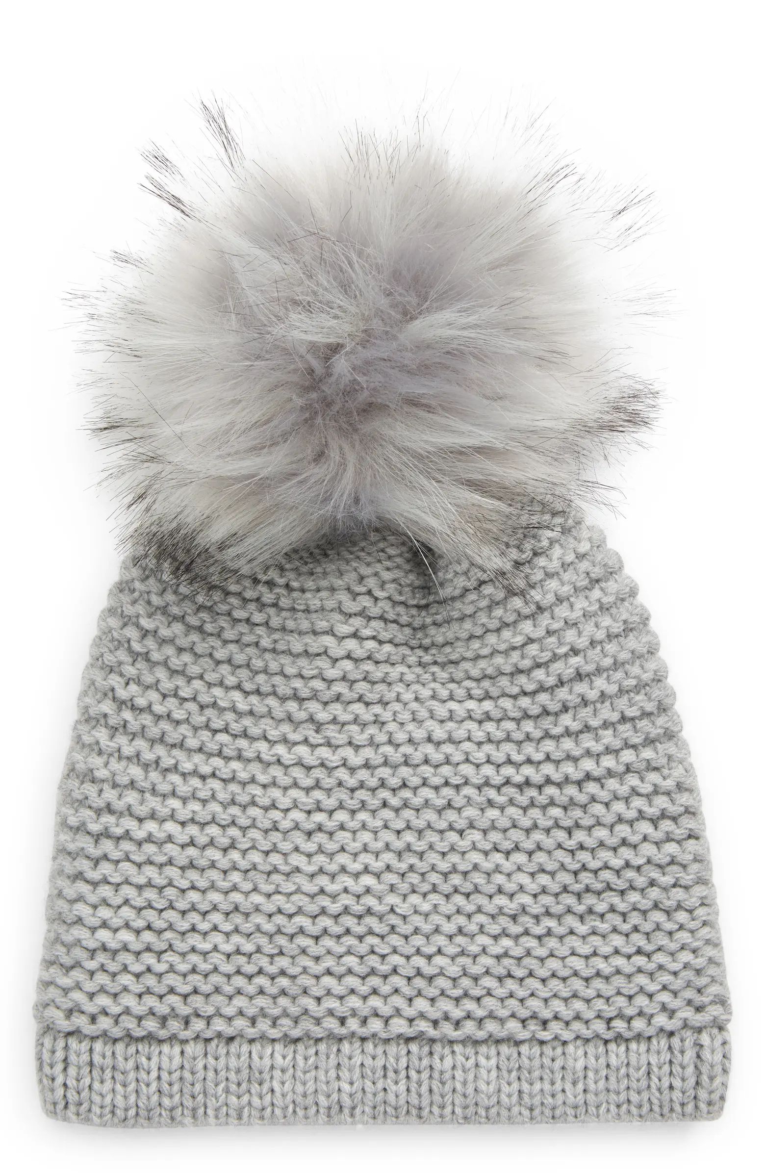 Wool Blend Beanie with Faux Fur Pom | Nordstrom