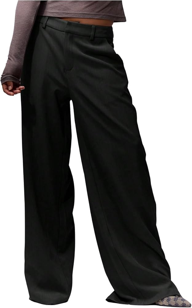 GORGLITTER Women's Dressy Low Rise Slacks Trousers Dress Pants Casual Wide Leg Work Trendy Travel... | Amazon (US)