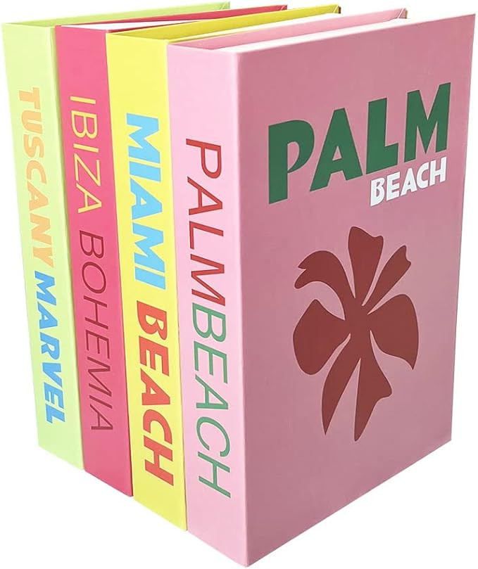 Preppy Desk Book Decor Shelf Fake Faux Fashion Book 4PCS Coconut Girl Aesthetic Danish Pastel Bea... | Amazon (US)