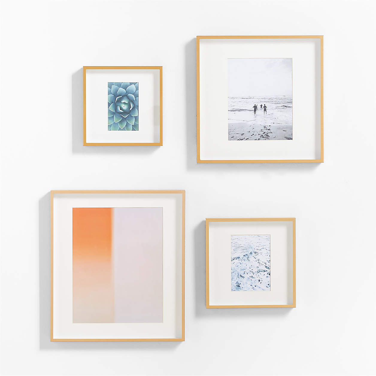 4-Piece Brushed Brass Gallery Wall Picture Frame Set + Reviews | Crate & Barrel | Crate & Barrel