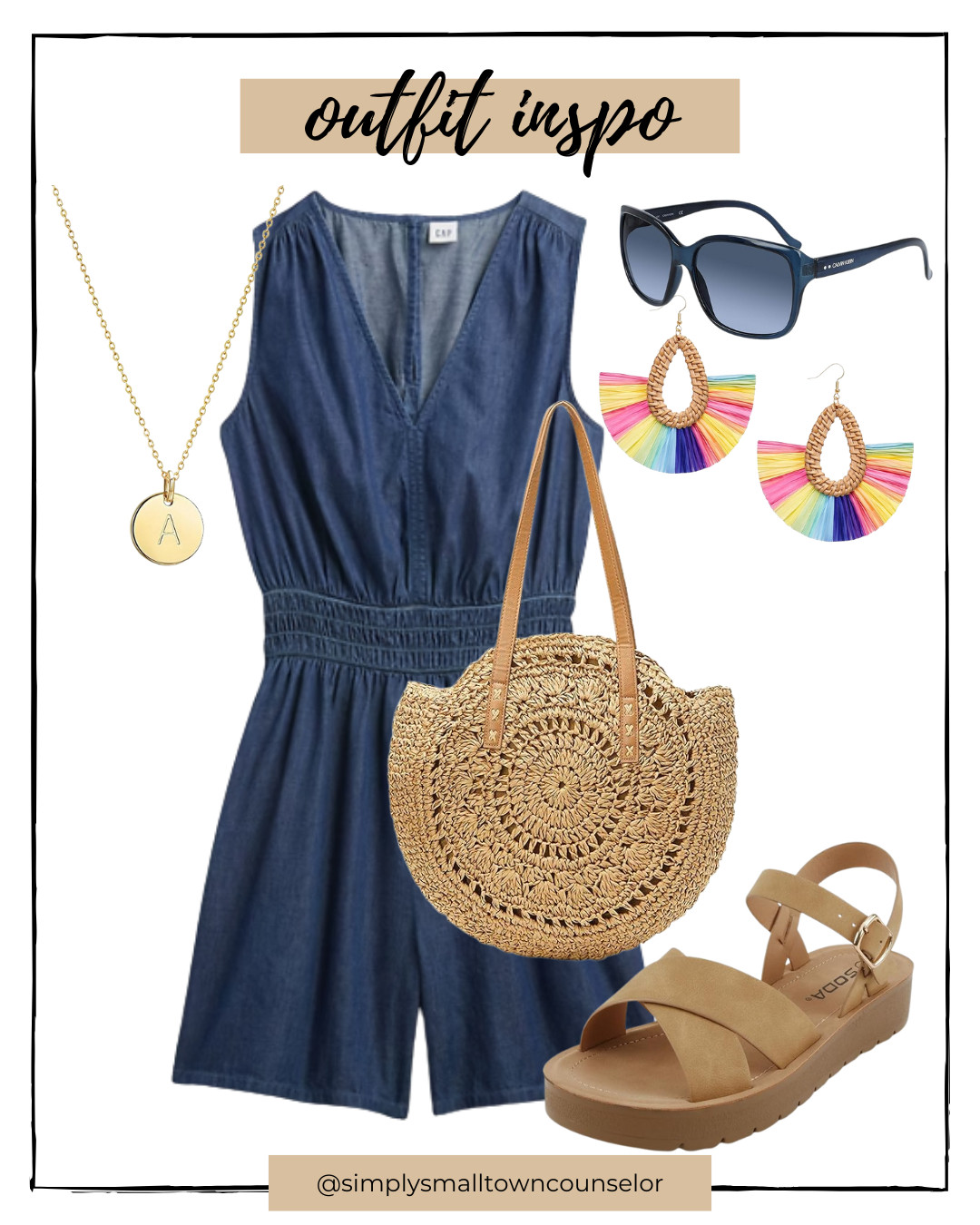 Summer outfit inspo! The denim romper is on sale & comes in other colors too! 

 #LTKSeasonal #LTKSaleAlert #LTKStyleTip