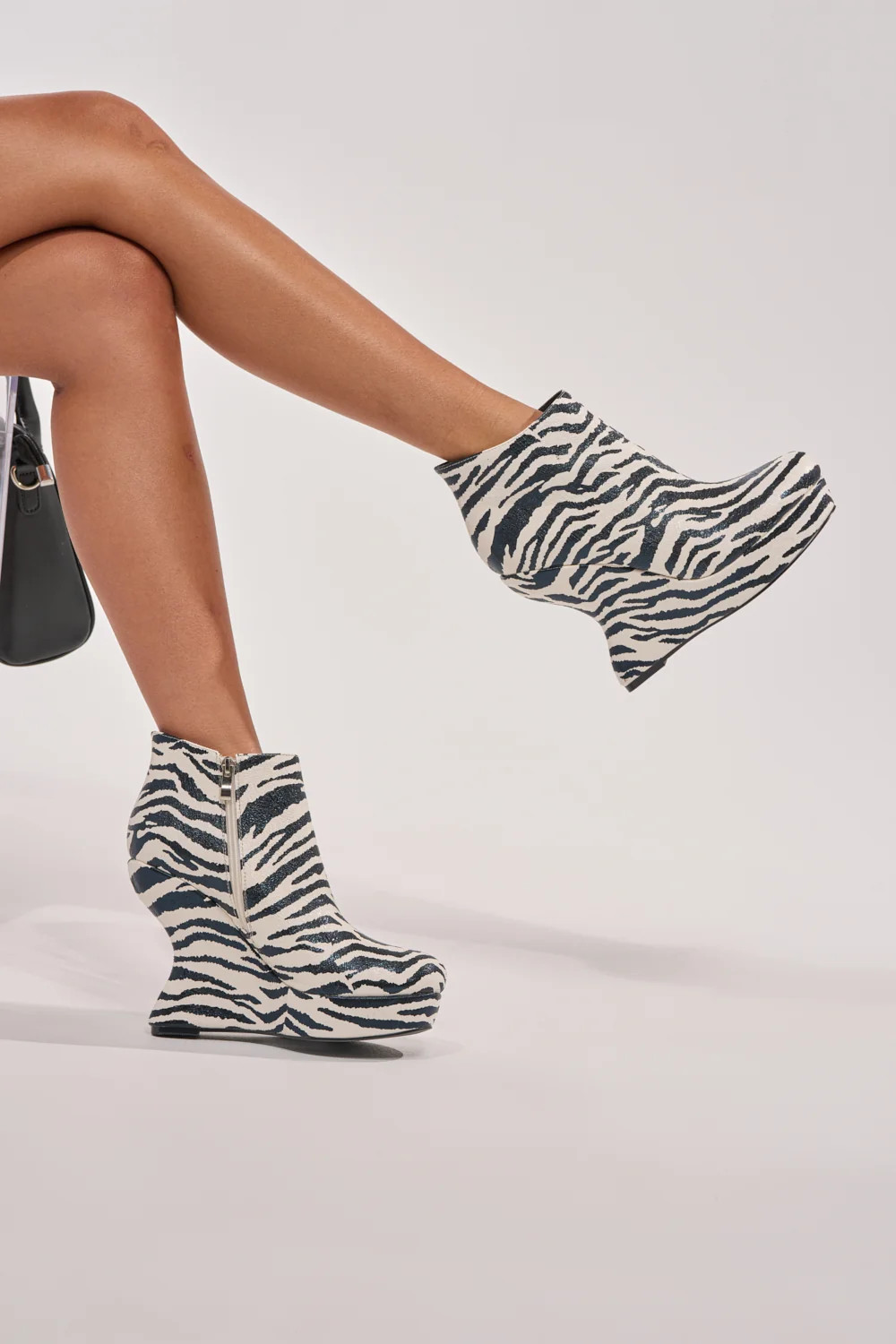 AZALEA WANG ZEBRA PU PRINT WEDGE BOOTIE | AKIRA