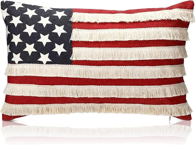 Yousoontic 4th of July Patriotic Throw Pillow 19 x 10 in Vintage American Flag Pillow Red White B... | Amazon (US)