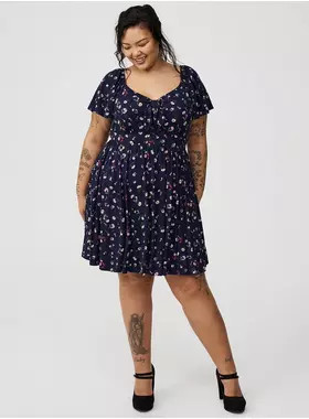 Mini Flutter-Sleeve Tie-Front Dress | Torrid (US & Canada)