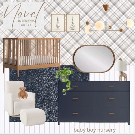 A modern & warm nursery perfect for baby! A washable rug, cute giraffe lamp and stunning plaid wallpaper - so many beautiful details! Affordable too!

#LTKhome #LTKbump #LTKbaby