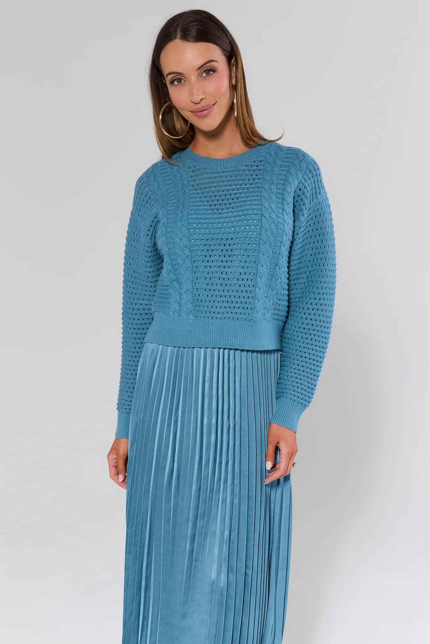 Gabbie Dusty Blue Two Piece Midi Dress | Avara