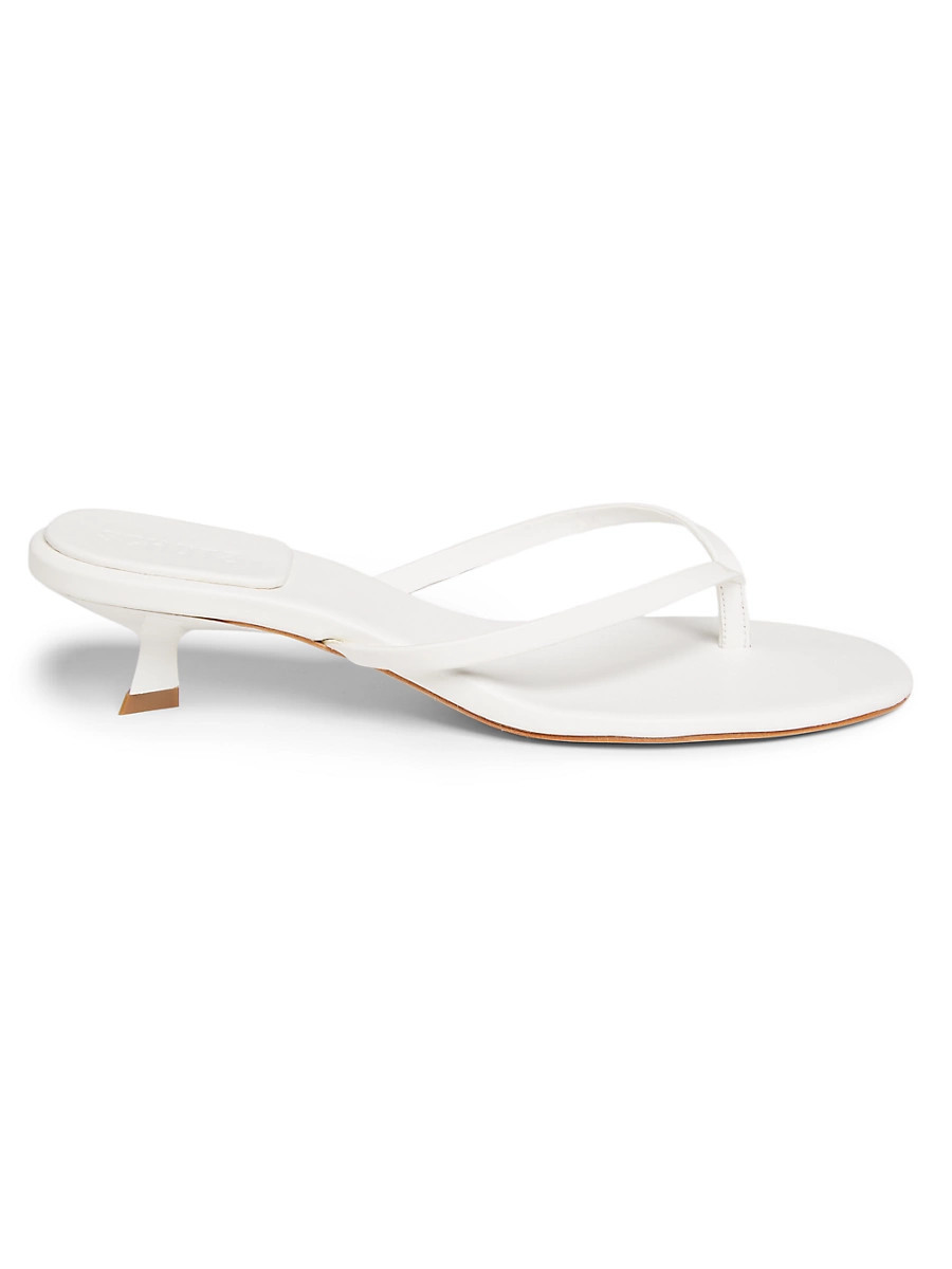 Women's Carolyn 50MM Leather Kitten-Heel Sandals - White - Size 8.5 | Saks Fifth Avenue