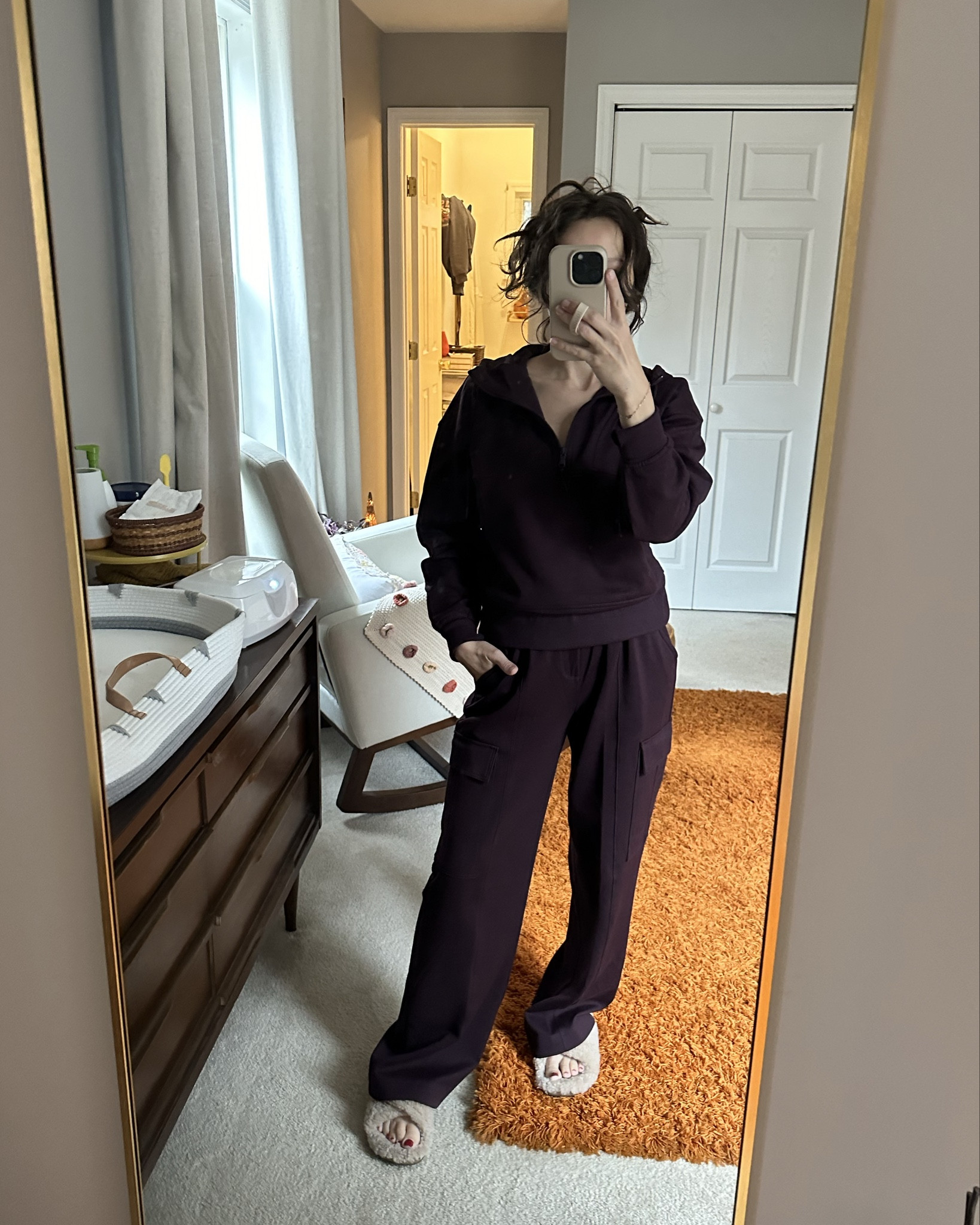 Love a good matching set that’s actually comfy and NOT too hot! Old Navy has so many good lounge & sweat sets. 

Wearing a small in both pieces - I do have the pants rolled up once for a better fit in the length. (I’m 5’2)

Also wearing the comfiest slippers I’ve ever owned. So much good support while still being cozy. More of a splurge but totally worth it  

Postpartum, pregnancy, maternity, gift guide, Christmas outfit, travel outfit 

#LTKTravel #LTKHoliday #LTKActive