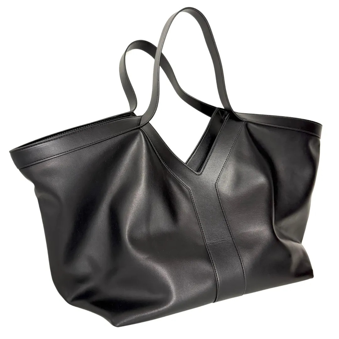 Large Black Leather Tote Bag - Full Grain Leather, Oversized Shoulder Bag for Work, Travel, and S... | Etsy (US)