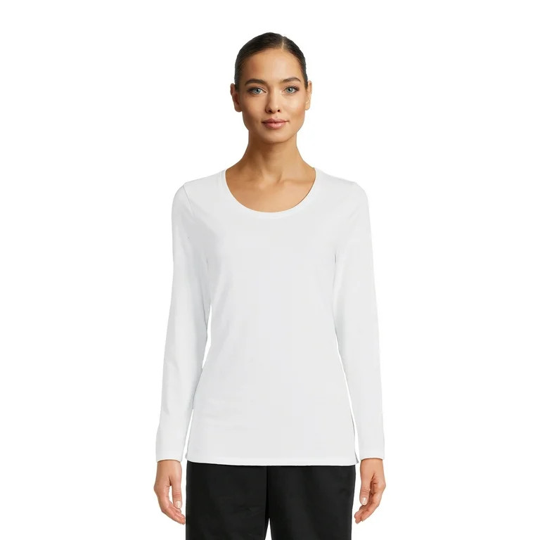 No Boundaries Juniors Scoop Neck T-Shirt with Long Sleeves, Sizes XS-XXXL | Walmart (US)