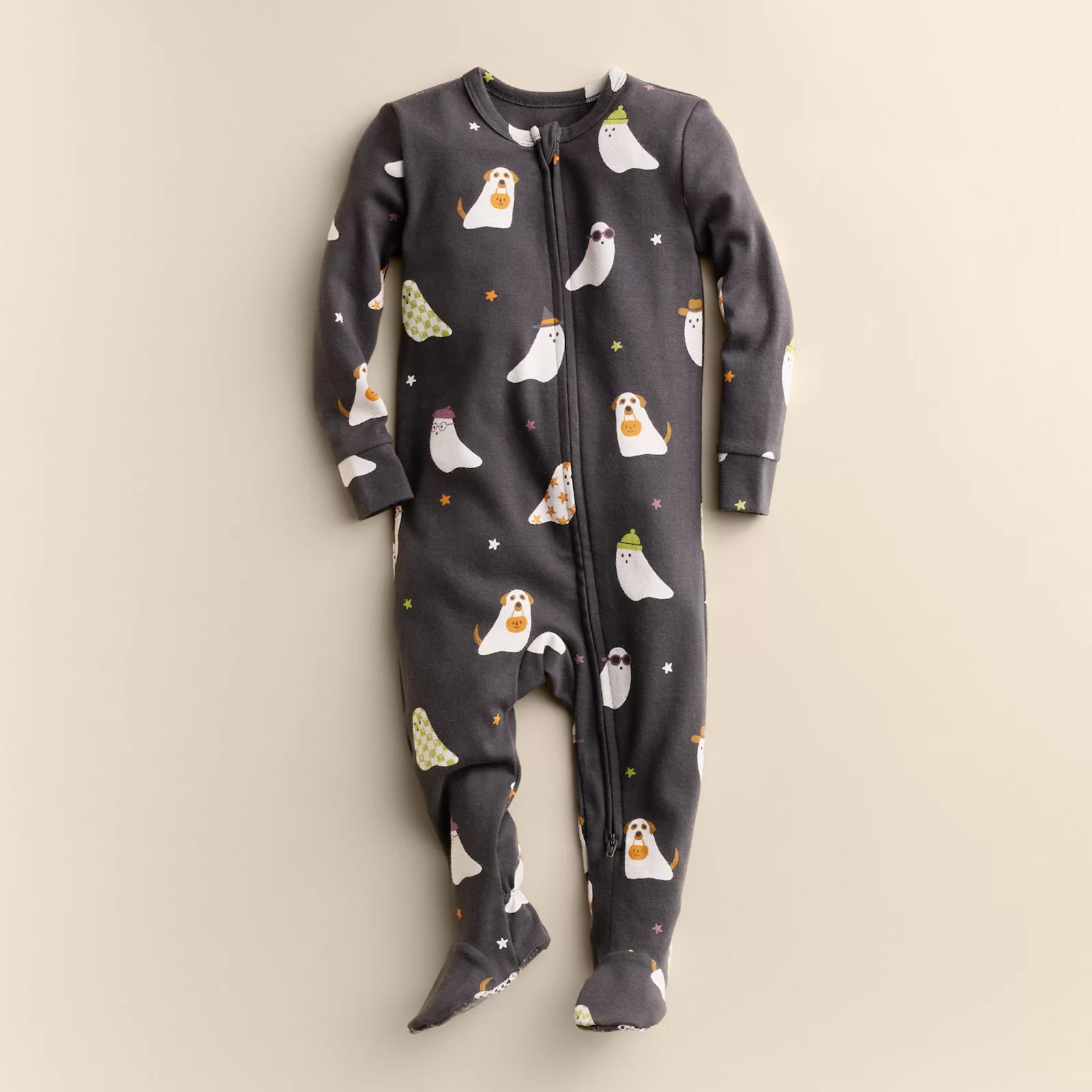 Baby Little Co. By Lauren Conrad Snug Fit Footed Pajamas With Grippers, Boy's, Size: 12 Months, Ghost Friends Black | Kohl's