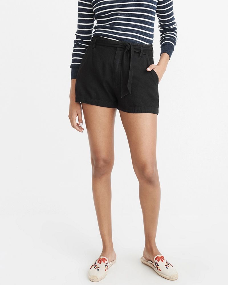Womens Tie Waist High-Rise Shorts | Abercrombie & Fitch US & UK