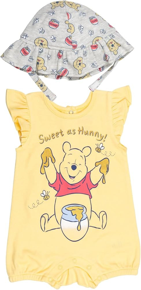 Disney Minnie Mouse Winnie the Pooh Nightmare Before Christmas Baby Girls Snap Romper and Bucket ... | Amazon (US)