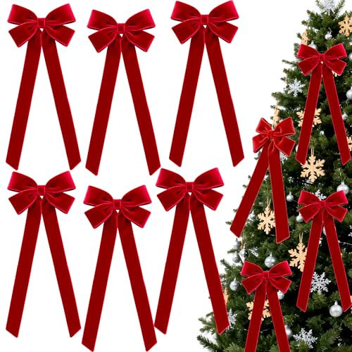 CUPLOOV 6Pcs Large Red Bows Christmas Decorations, Red Velvet Bows for Christmas Tree Outside Decorating, Premade Decorative Ribbon with Twist Tie for Wreath Garland Staircase Front Door 6.9 * 23.6" | Amazon (US)