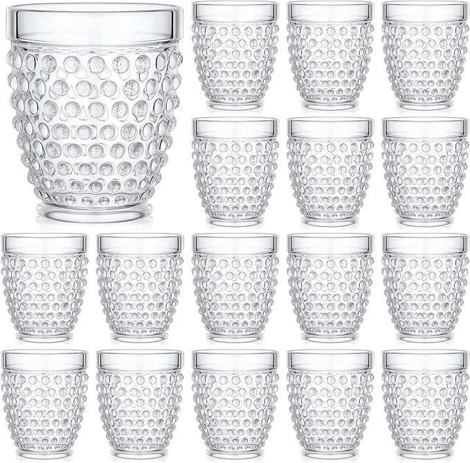 Tanlade 16 Pcs Hobnail Drinking Glasses Vintage Drinkware Acrylic Wine Glasses Old Fashioned Plas... | Amazon (US)