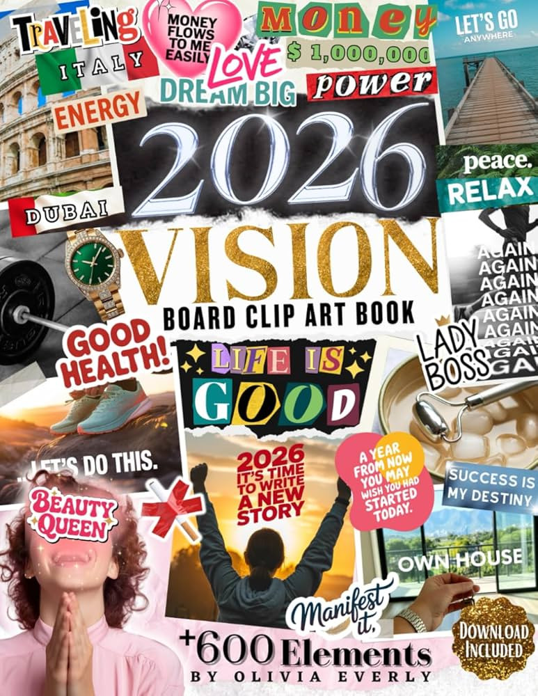 2026 Vision Board Clip Art Book: 600+ Extensive Collection of Powerful Pictures, Quotes, Words, a... | Amazon (US)
