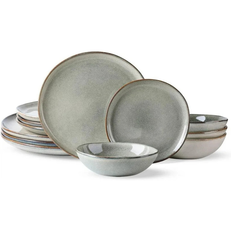 AmorArc Ceramic Dinnerware Sets,Handmade Reactive Glaze Stoneware Plates and Bowls Sets,Highly Ch... | Walmart (US)