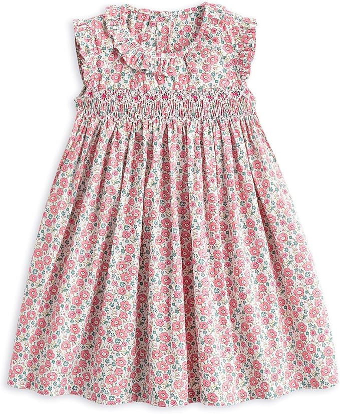 Simplee kids Baby Girl Smocked Dress Summer Casual Short Sleeve Dresses Floral Print Sundress Pri... | Amazon (US)
