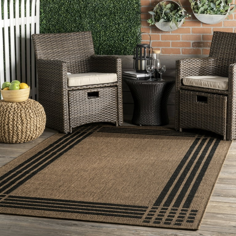 nuLOOM Gigi Striped Border Indoor/Outdoor Area Rug, 8' x 10', Brown - Walmart.com | Walmart (US)