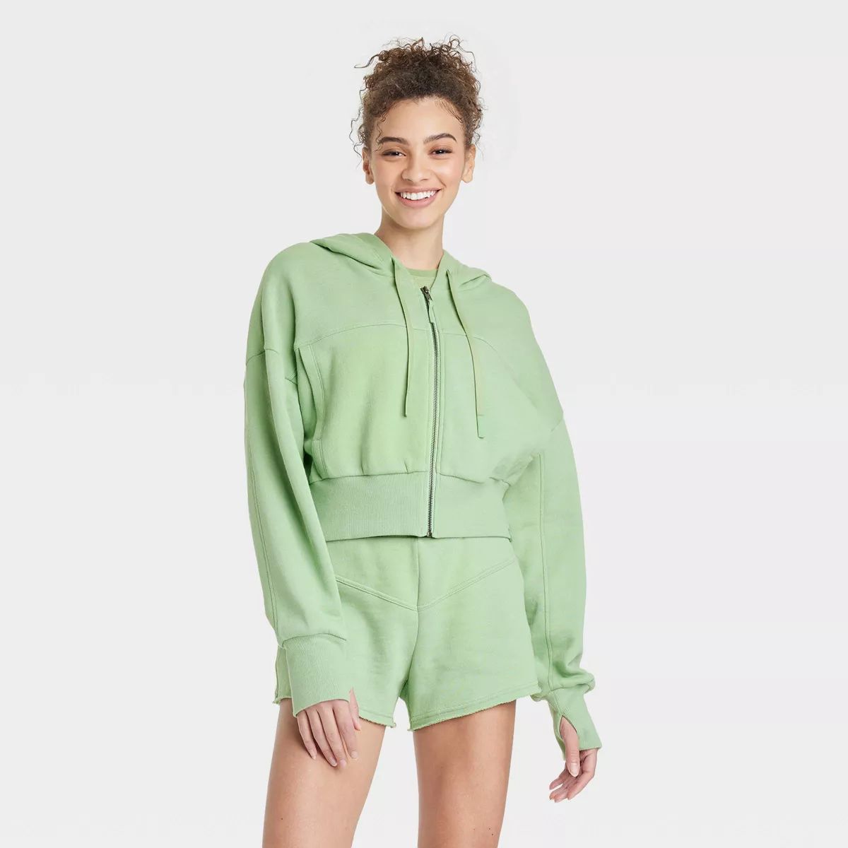 Women's Full Zip Crop Hoodie - JoyLab™ Green M | Target