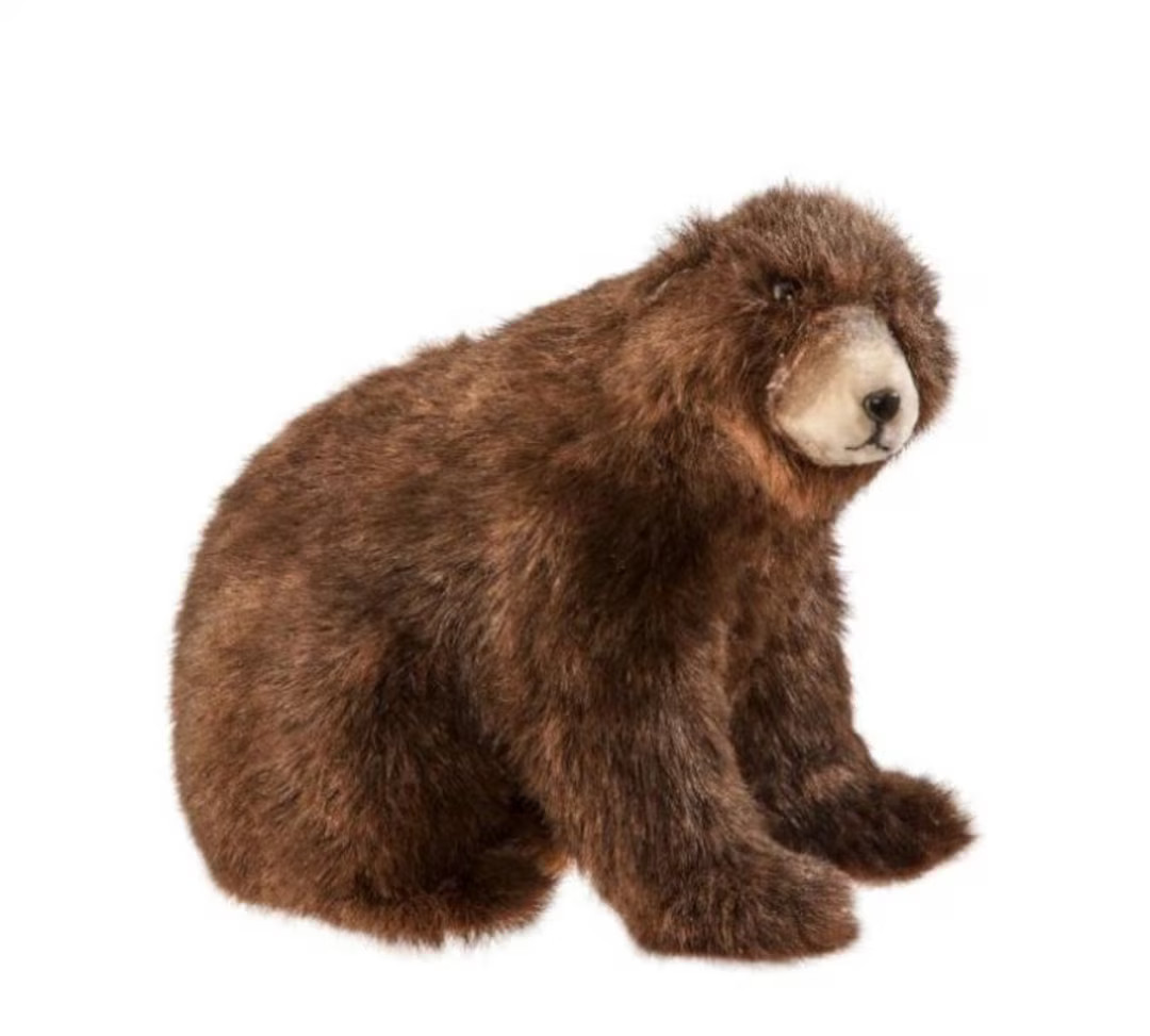 10" Stuffed Sitting Faux Fur Brown Bear - Etsy | Etsy (US)