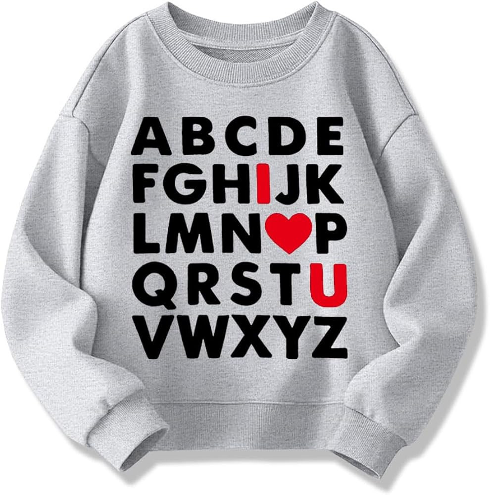 Kids Valentines Day Sweatshirts Boys Girls Valentine's ABC I LOVE U Heart Graphic Shirt Toddler L... | Amazon (US)