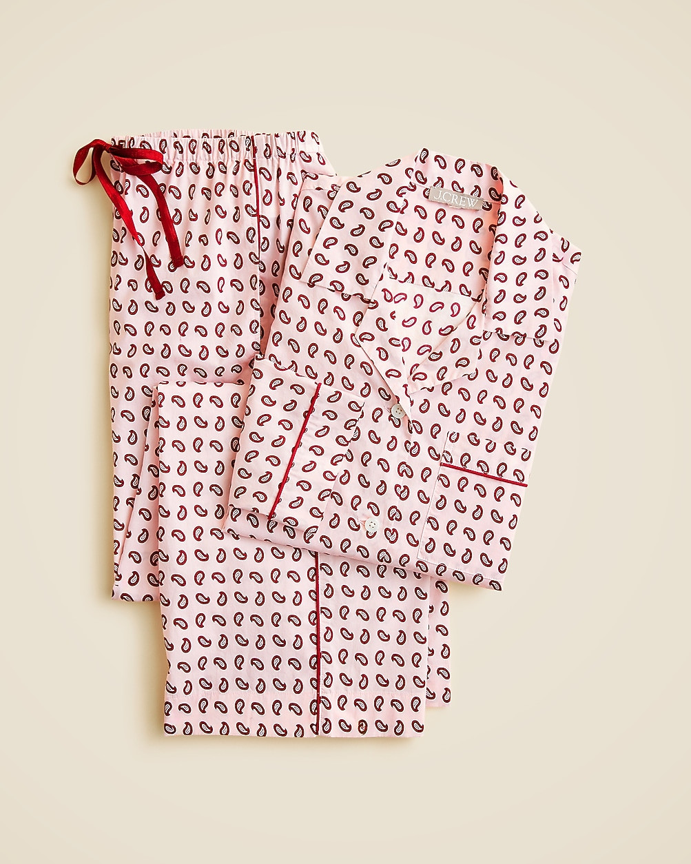 Cotton poplin long-sleeve pajama pant set in paisley print | J. Crew US
