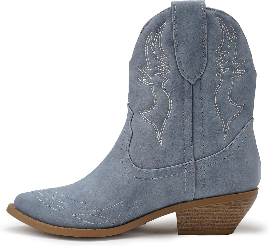 Soda Women Cowgirl Cowboy Western Stitched Ankle Boots Pointed Toe Short Booties Rigging-S | Amazon (US)