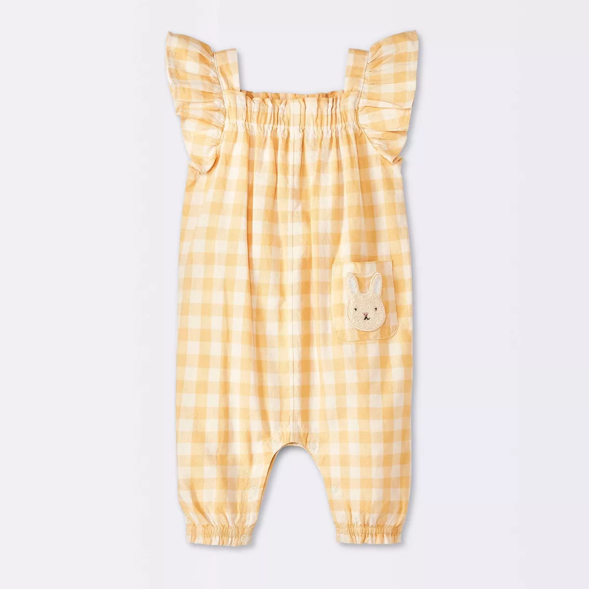 Baby Girls' Gingham Gauze Romper - Cloud Island™ Yellow | Target
