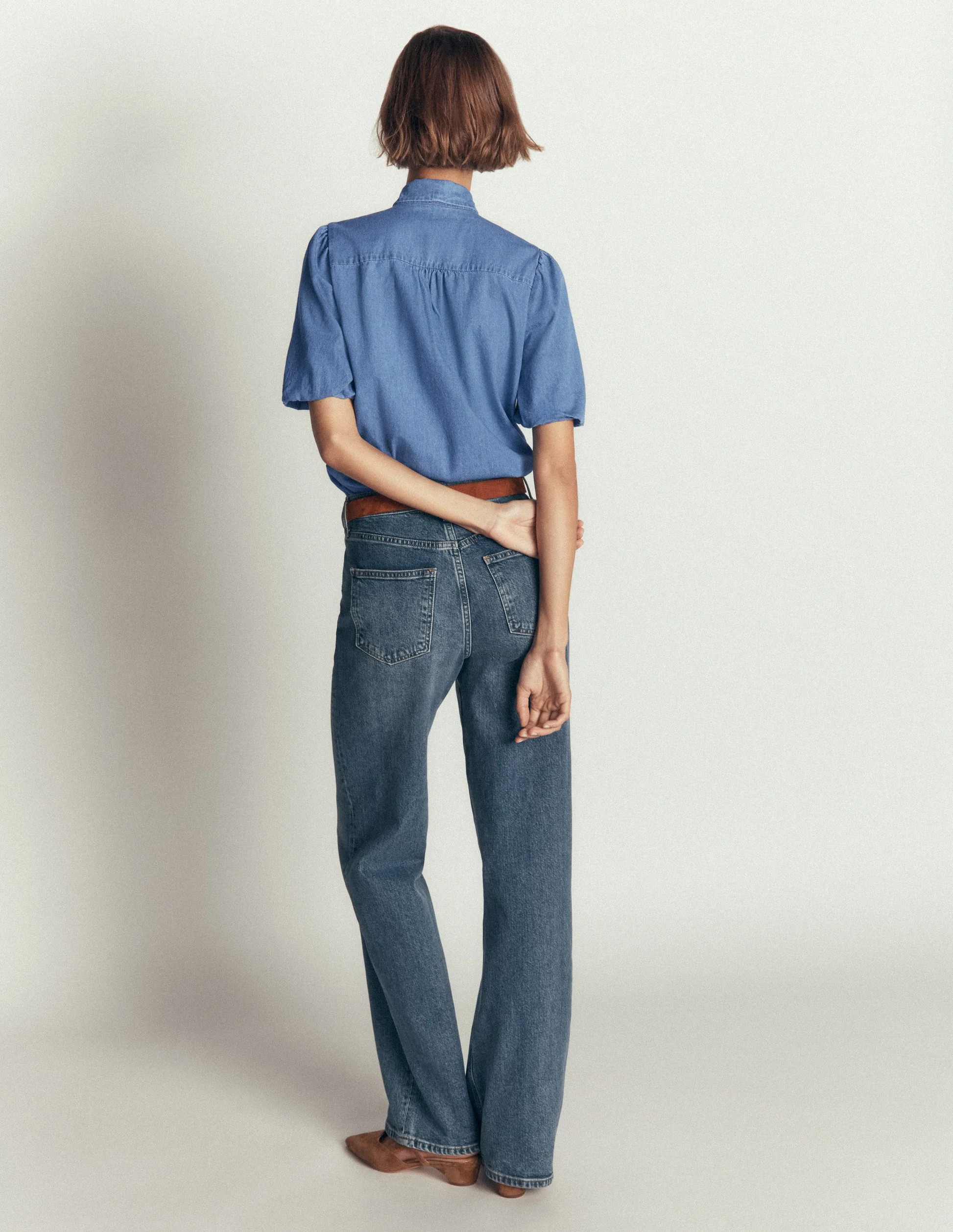 Tie Neck Denim Top-Light Vintage | Boden (US)