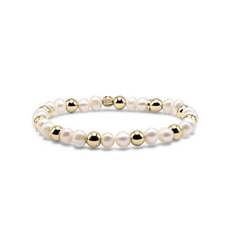 Freshwater Pearl and Non-Tarnishing  6mm Gold-Filled Ball Stretch Bracelet | Macy's